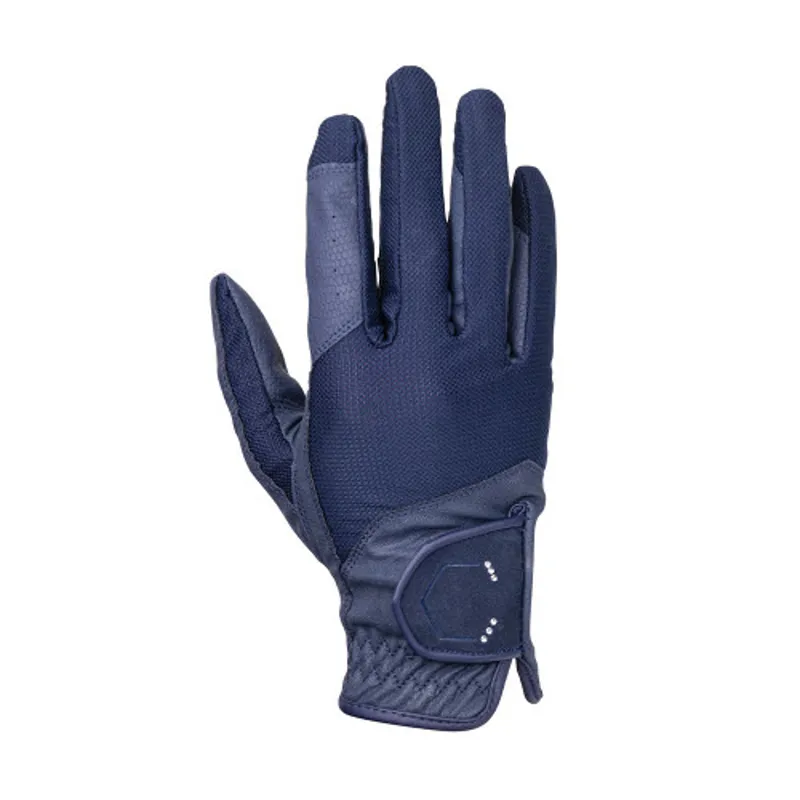 Coldstream Blakelaw Diamante Riding Gloves Navy/Silver-1